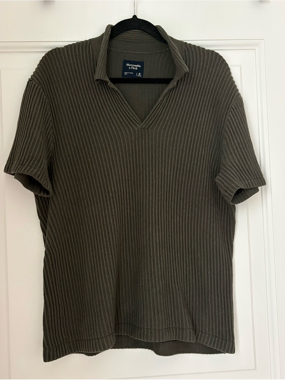 Abercrombie & Fitch Men's Ribbed Short-Sleeve Polo — Olive Green